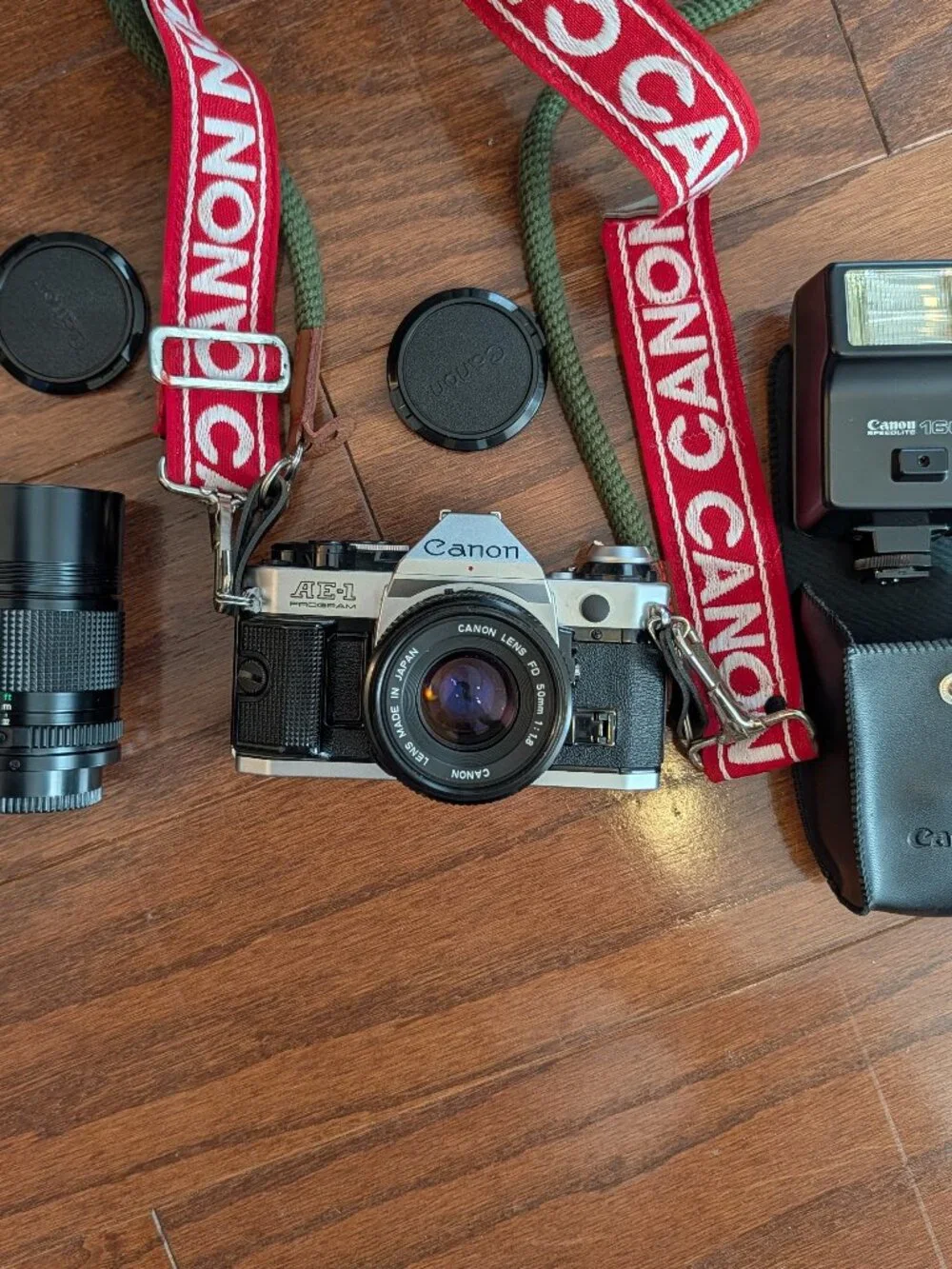 Canon AE-1 Program 35mm Film Camera Kit TESTED- Vintage SLR w/Lenses + Flash